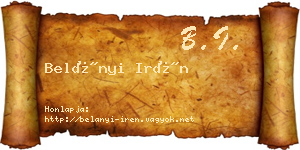 Belányi Irén névjegykártya